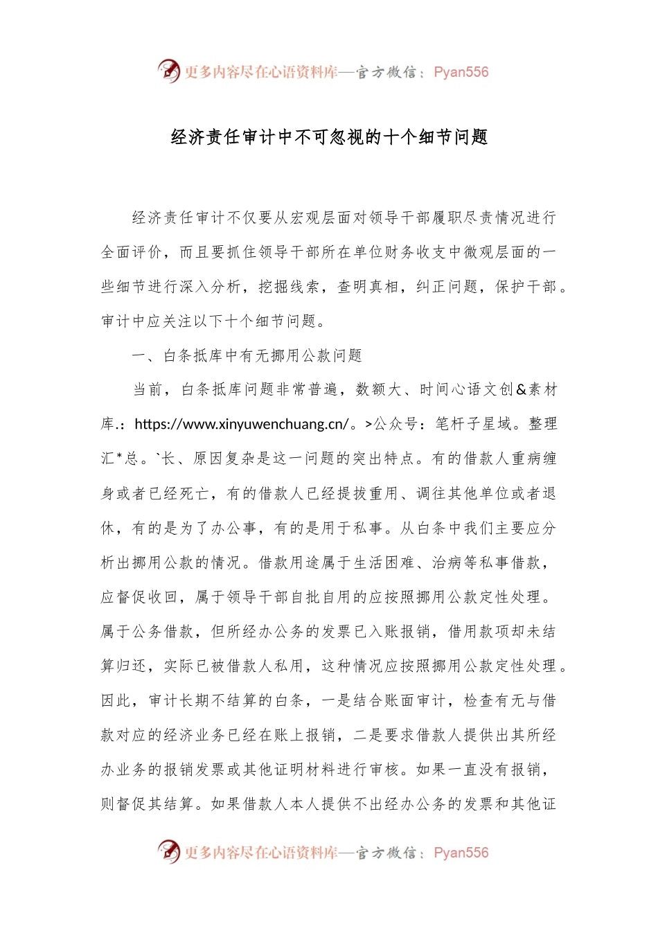 经济责任审计中不可忽视的十个细节问题.docx_第1页
