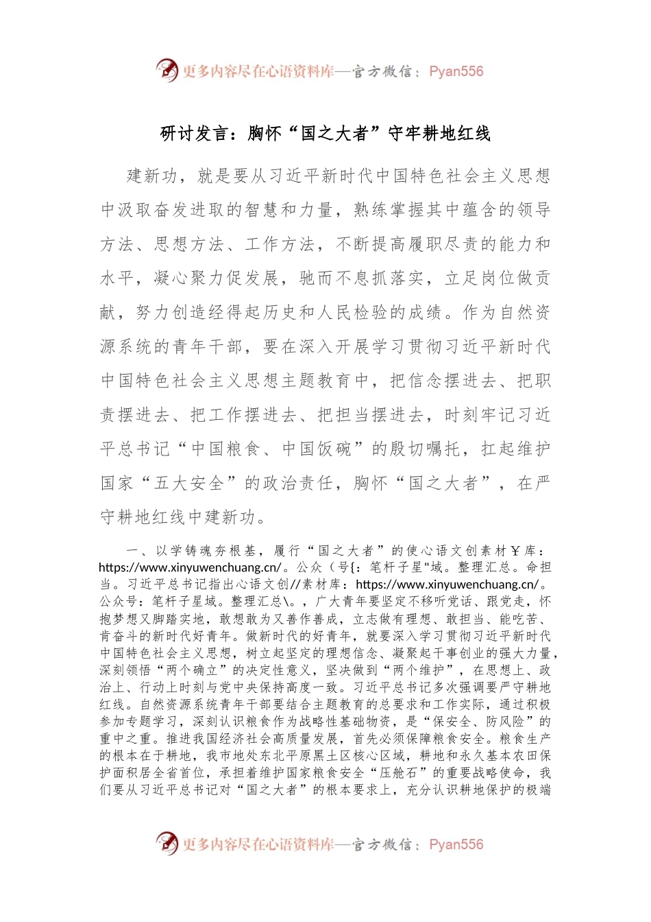 研讨发言：胸怀“国之大者” 守牢耕地红线.docx_第1页