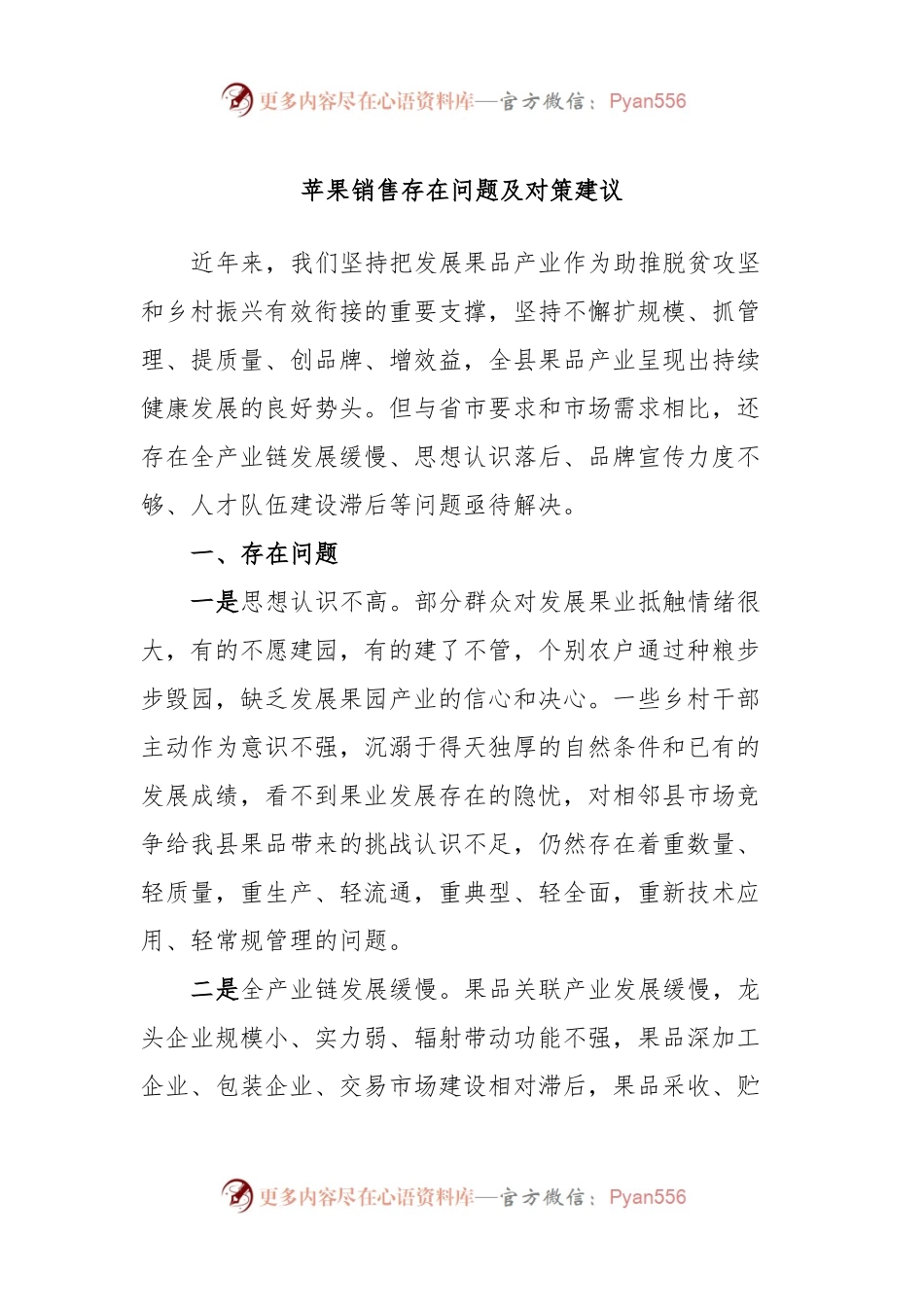 苹果销售存在问题及对策建议.docx_第1页