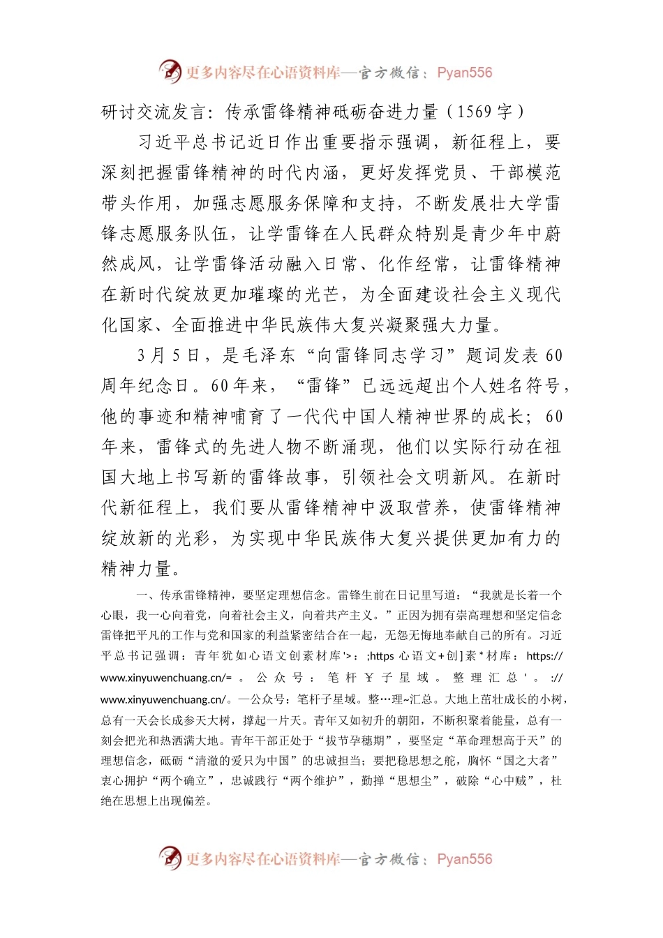 研讨交流发言：传承雷锋精神砥砺奋进力量.docx_第1页