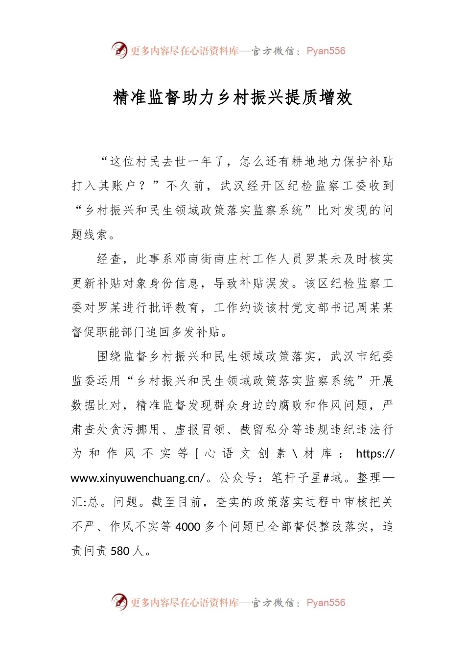 精准监督助力乡村振兴提质增效.docx_第1页