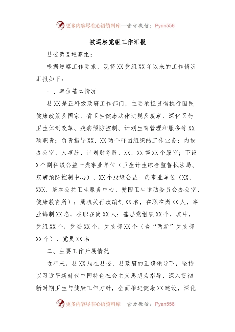 被巡察党组工作汇报.docx_第1页