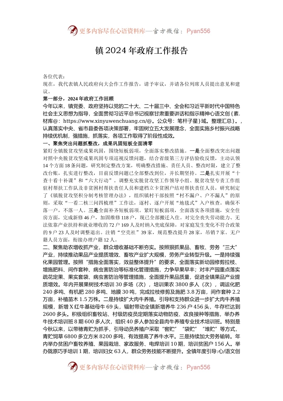 镇2024年政府工作报告.docx_第1页