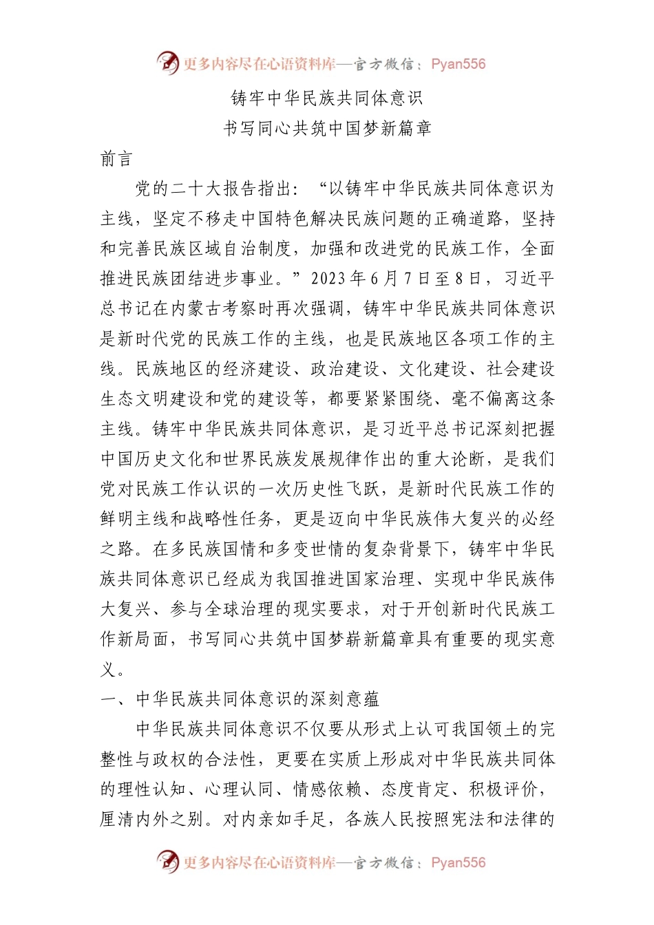 铸牢中华民族共同体意识书写同心共筑中国梦新篇章1万字.docx_第1页