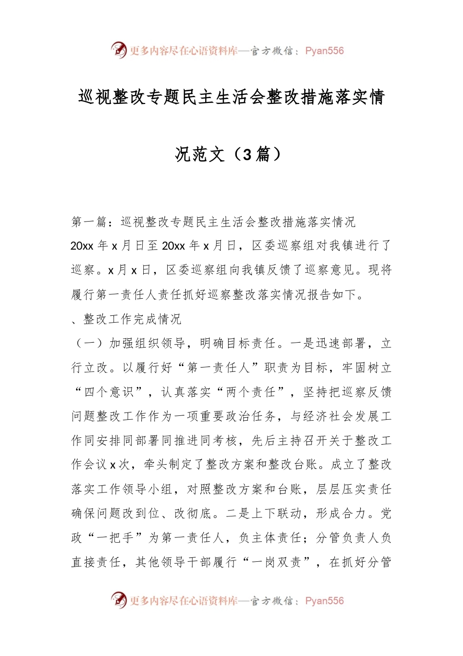 （3篇）巡视整改专题民主生活会整改措施落实情况范文.docx_第1页