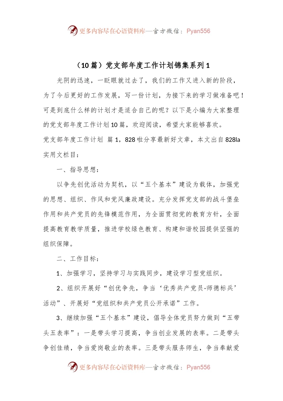 （10篇）党支部年度工作计划锦集系列1.docx_第1页