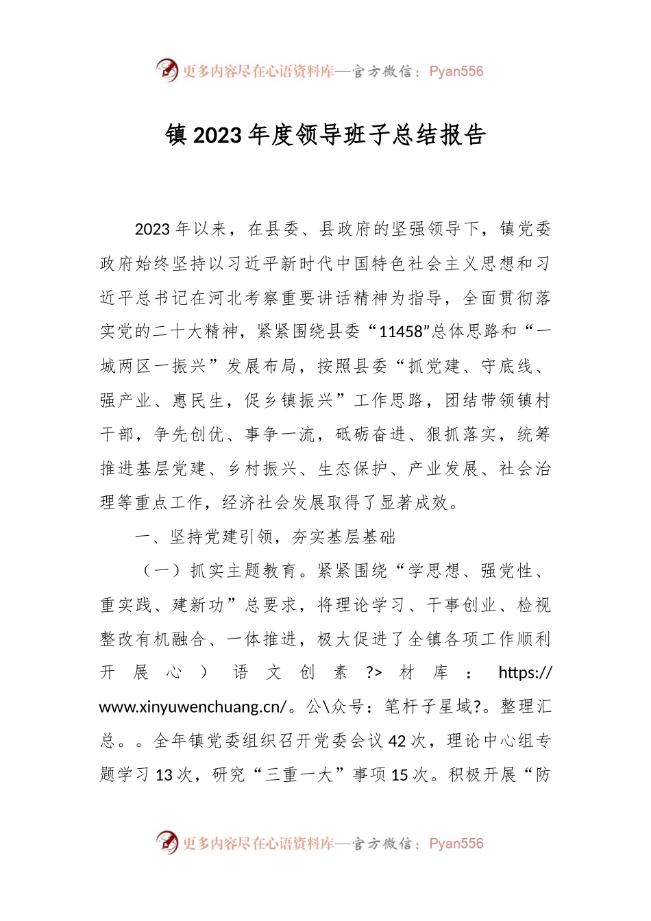 镇2023年度领导班子总结报告.docx_第1页