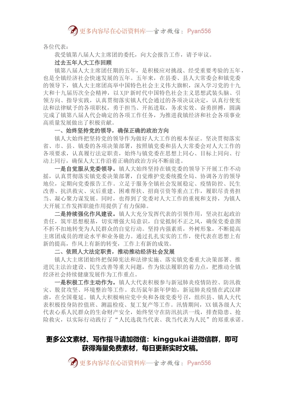 镇人大工作报告.docx_第1页