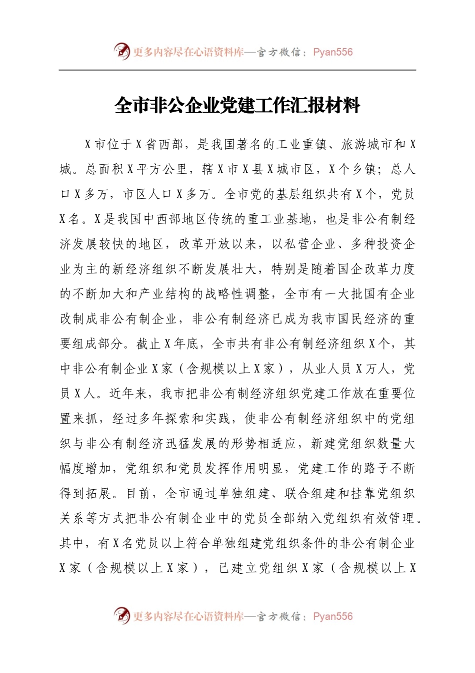 非公企业党建工作总结汇报（市））　..docx_第1页