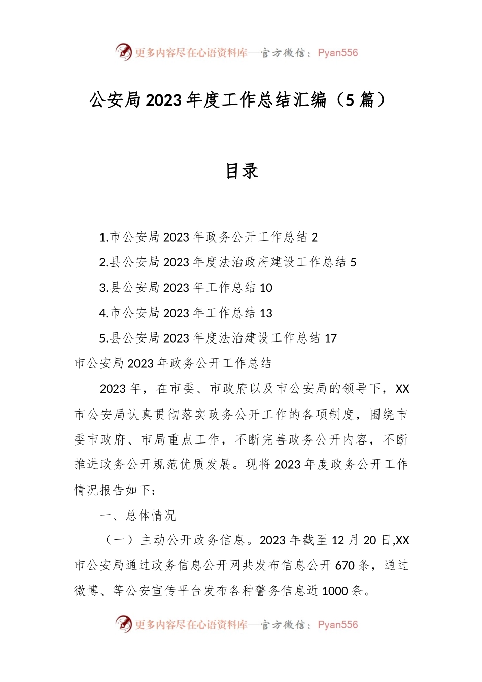 （5篇）公安局2023年度工作总结汇编.docx_第1页