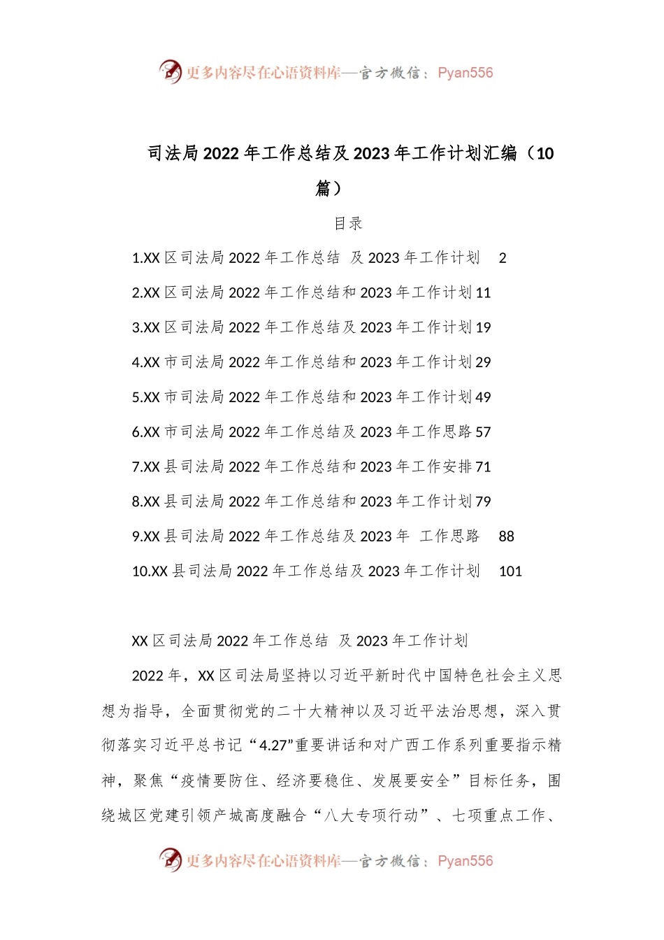 （10篇）司法局2022年工作总结及2023年工作计划汇编.docx_第1页