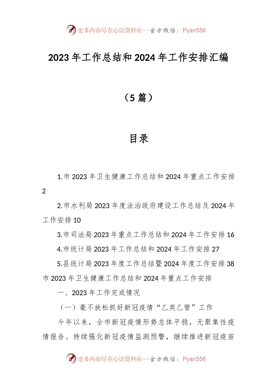 （5篇）2023年工作总结和2024年工作安排汇编.docx_第1页
