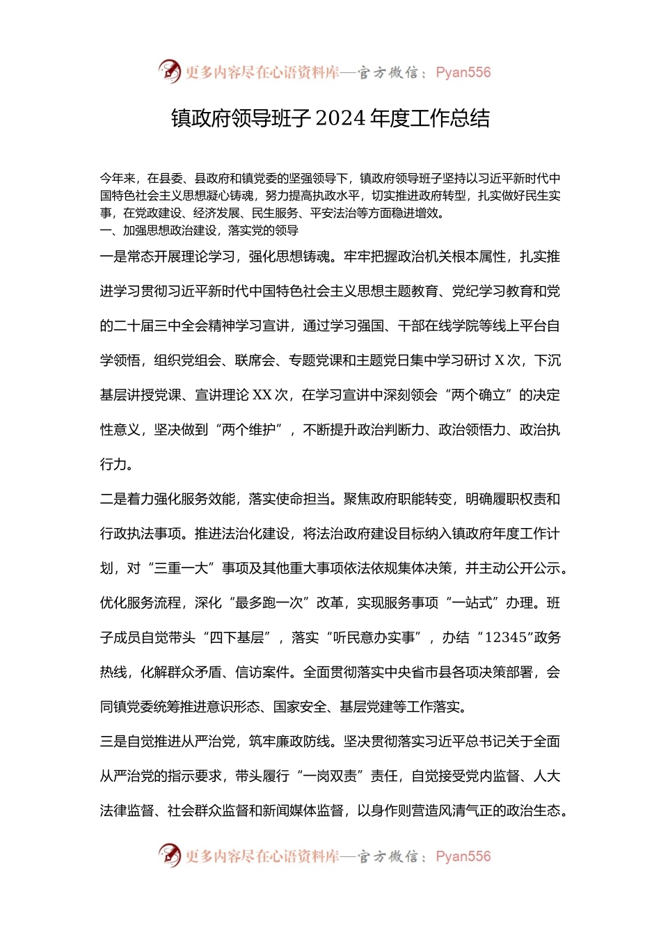 镇政府领导班子2024年度工作总结.docx_第1页