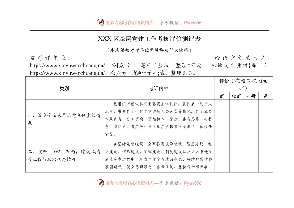 附件6.基层党建工作考核评价测评表.docx_第1页