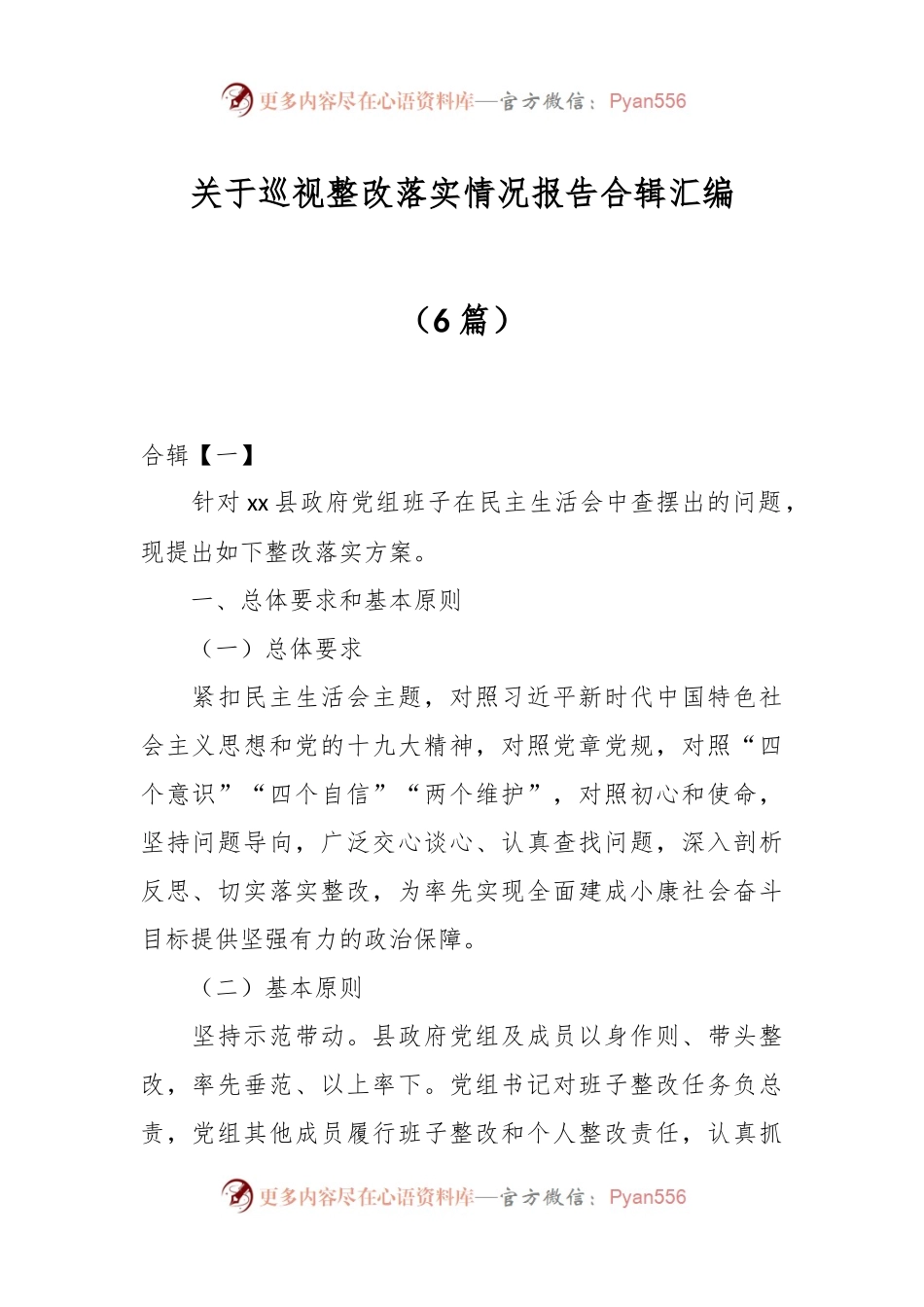 （6篇）关于巡视整改落实情况报告合辑汇编.docx_第1页