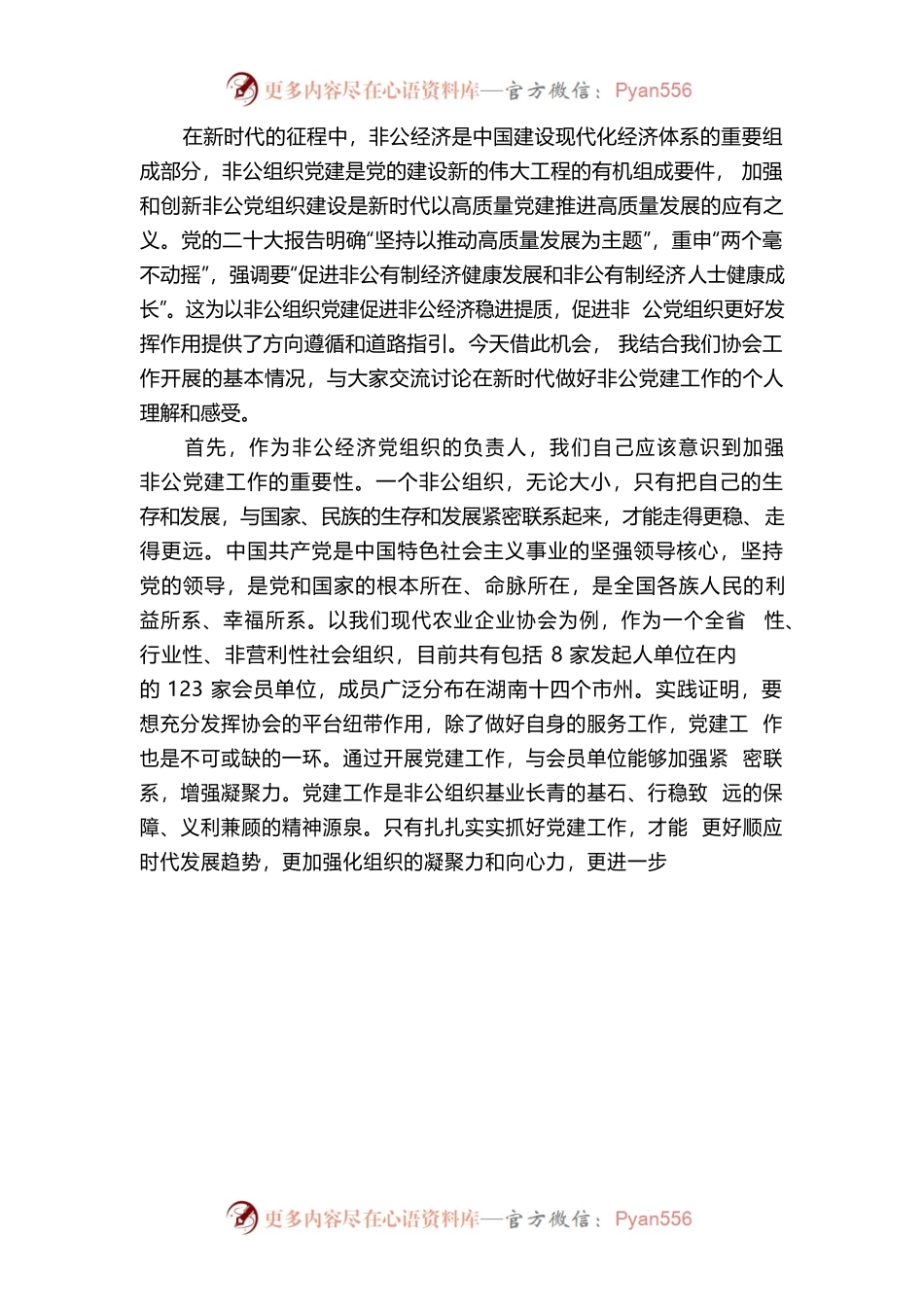 非公党建工作讲话稿.docx_第1页