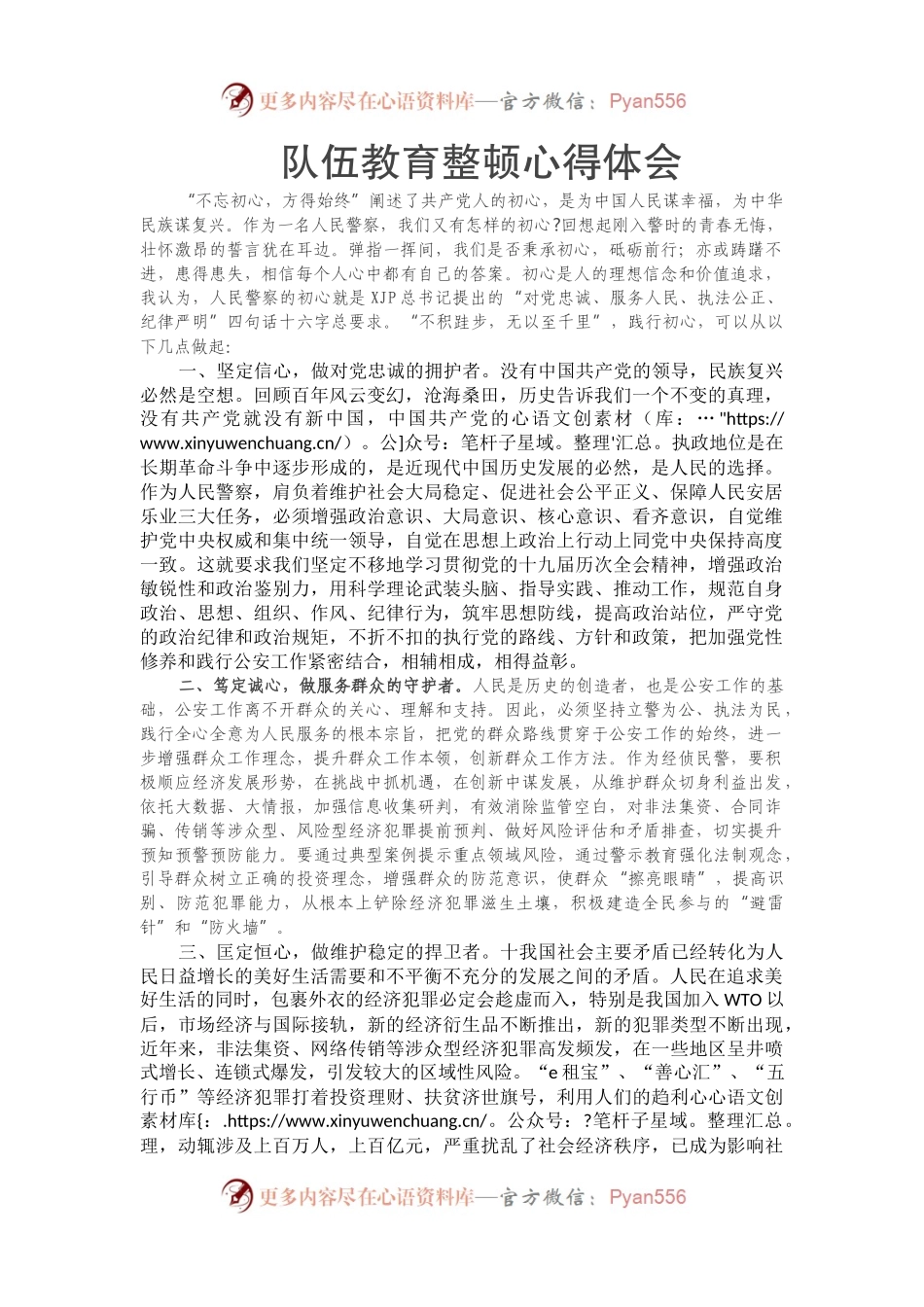 队伍教育整顿心得体会（GA）.docx_第1页