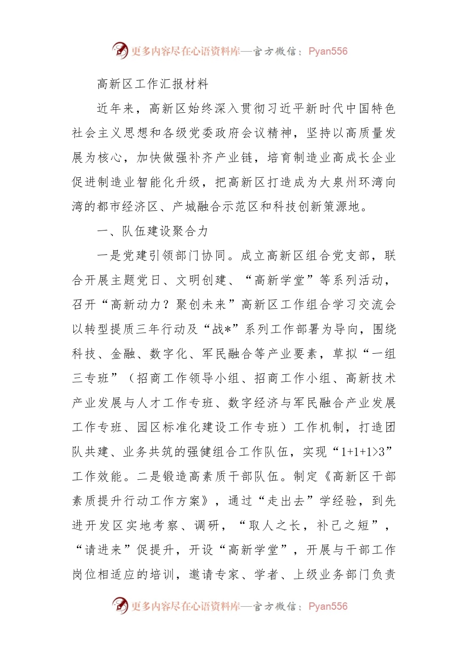 高新区工作汇报材料.docx_第1页