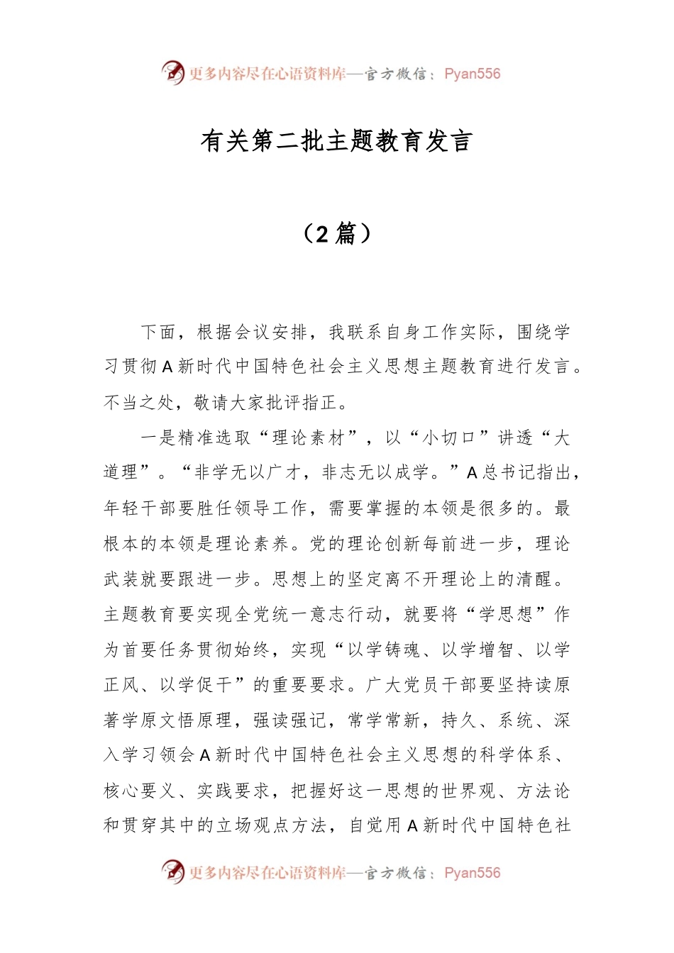 （2篇）有关第二批主题教育发言.docx_第1页