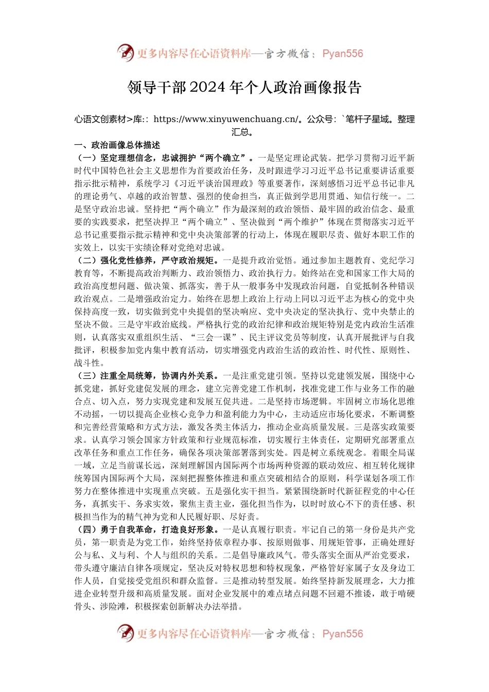 领导干部2024年个人政治画像报告.docx_第1页
