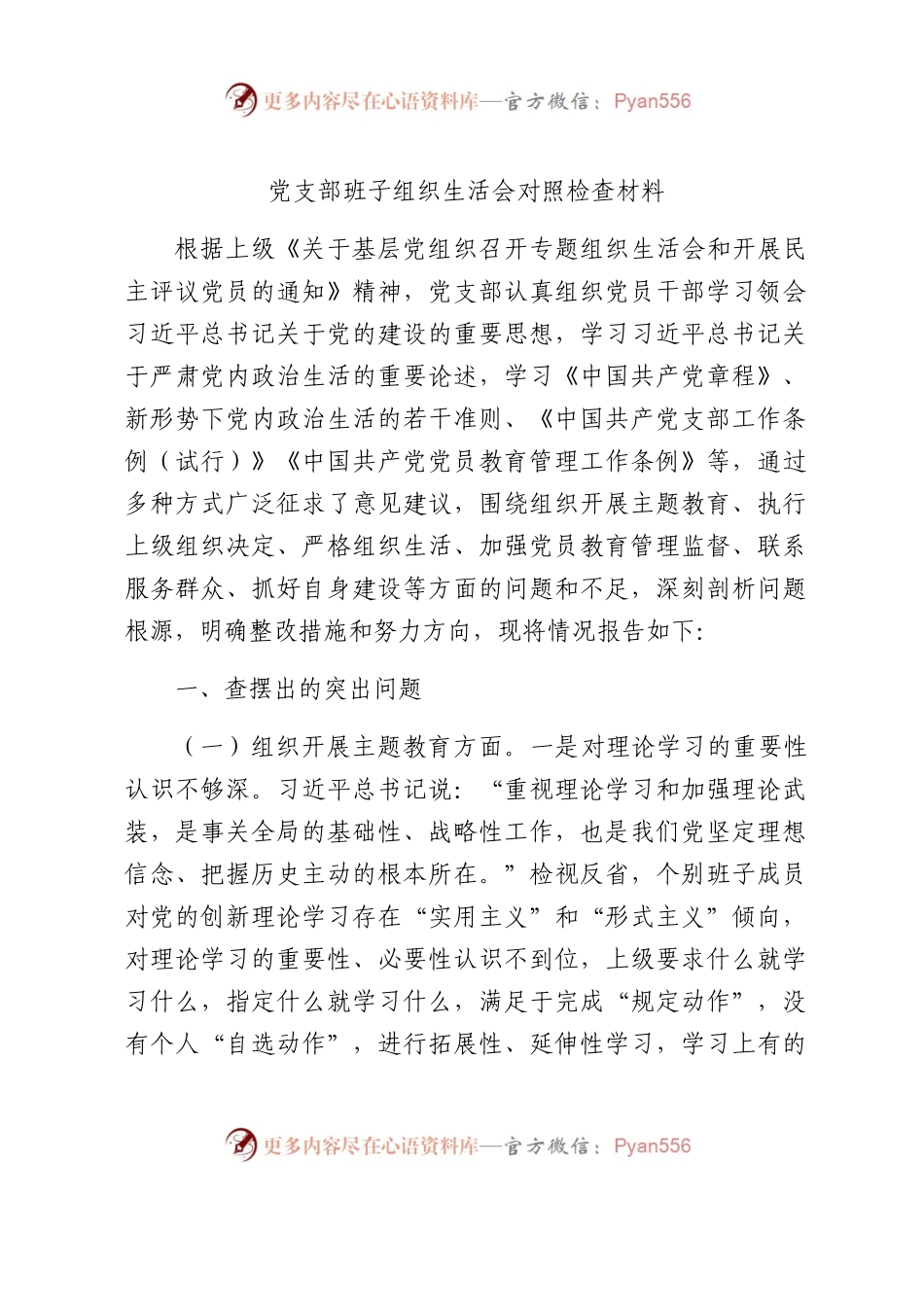 （支部班子）2023年度主题教育专题组织生活会对照检查4700字.docx_第1页