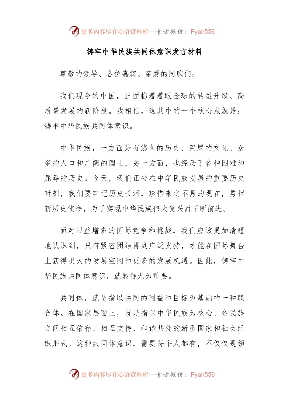 铸牢中华民族共同体意识发言材料.docx_第1页
