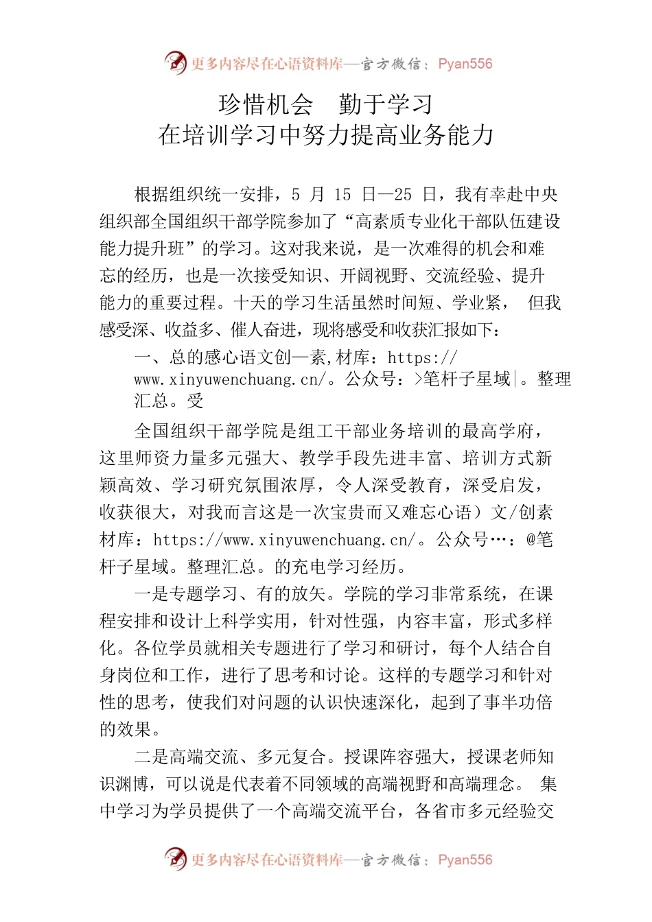 高素质专业化干部队伍培训总结.docx_第1页