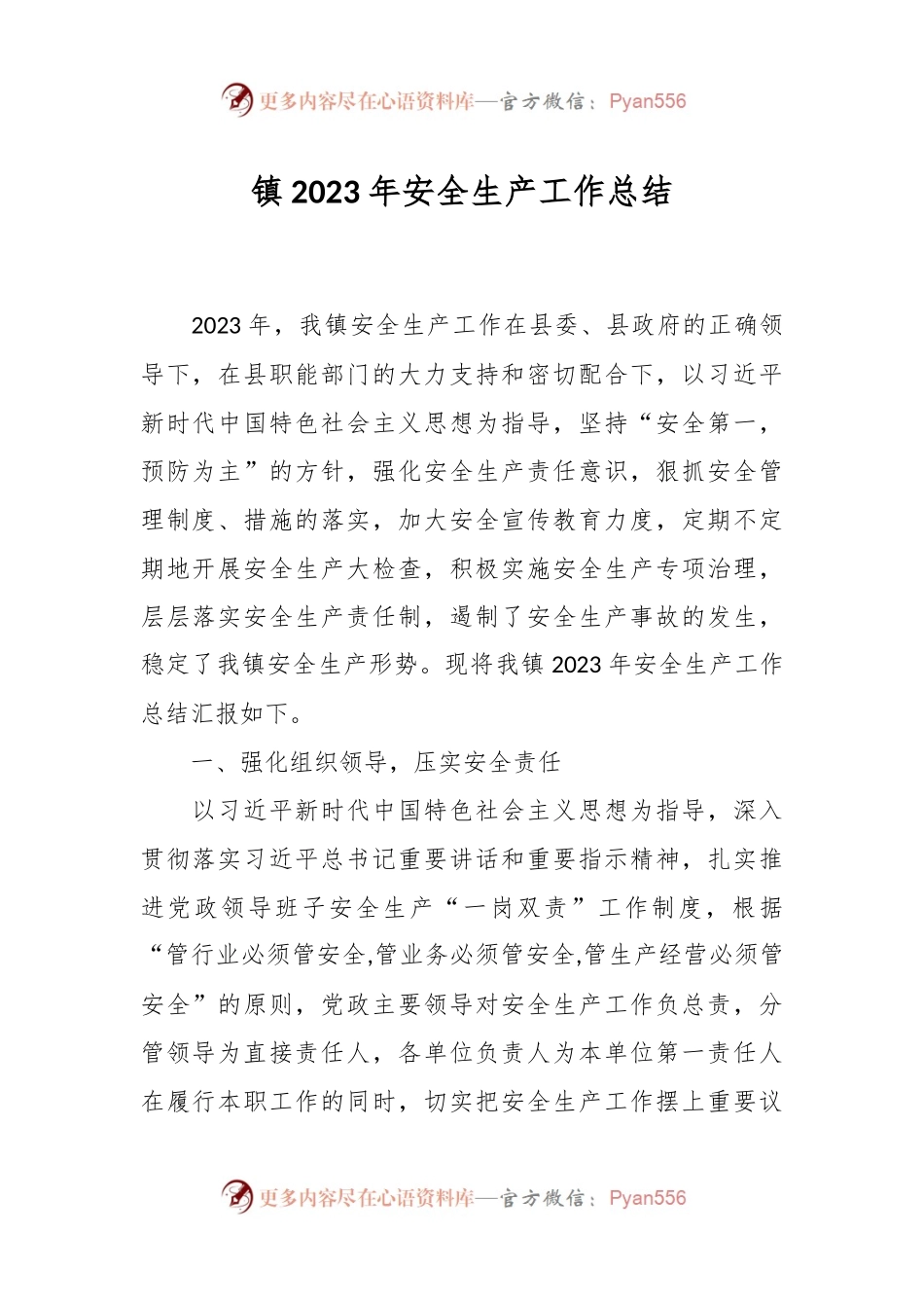 镇2023年安全生产工作总结.docx_第1页