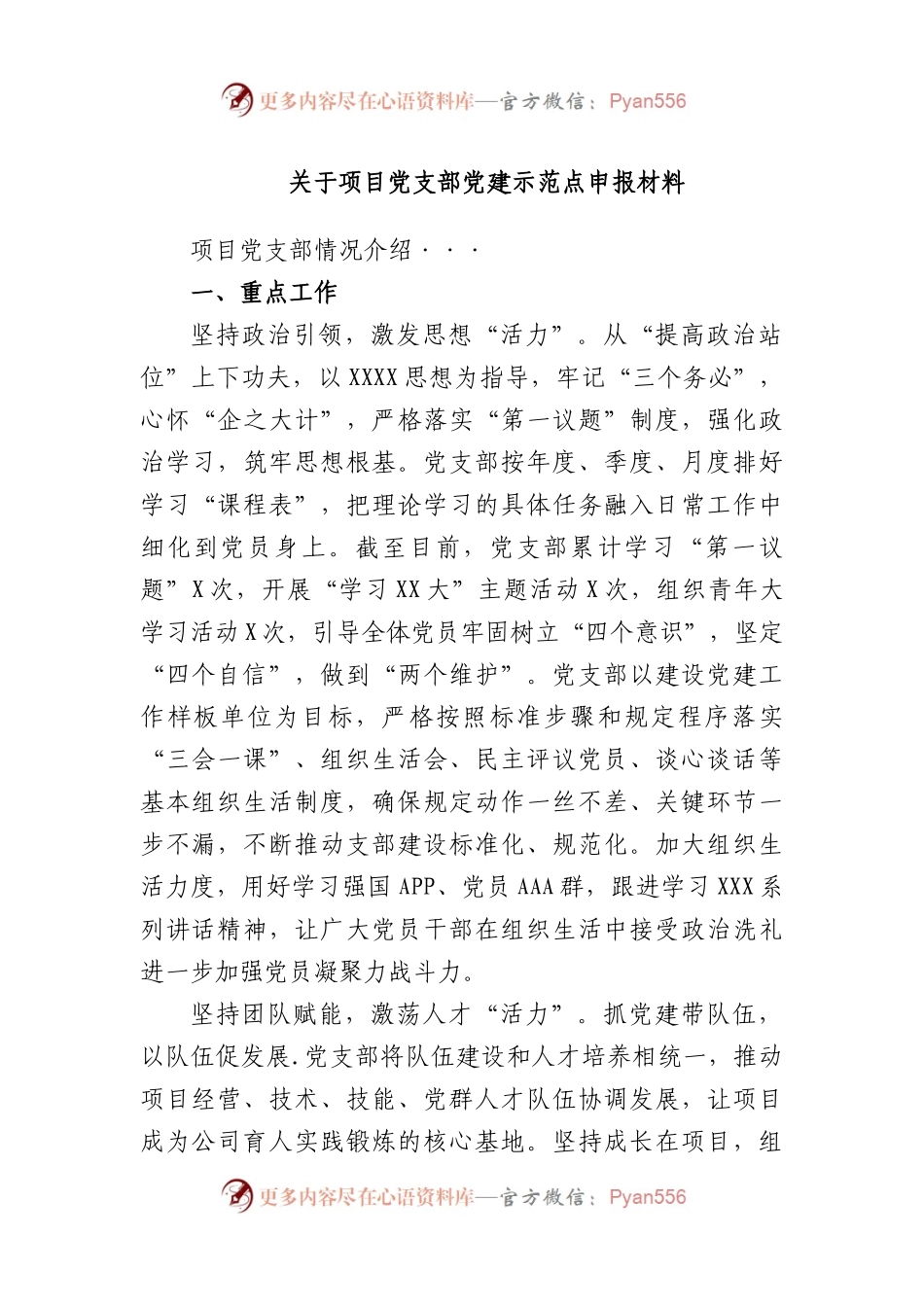 项目党支部党建示范点申报材料.docx_第1页