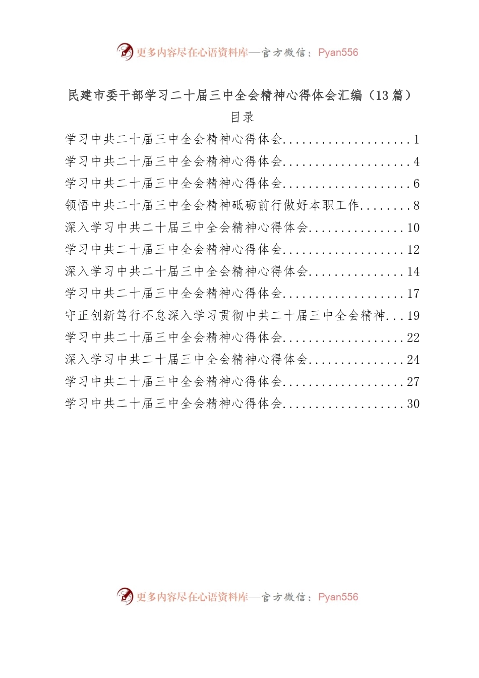 （13篇）民建市委干部学习二十届三中全会精神心得体会汇编.docx_第1页