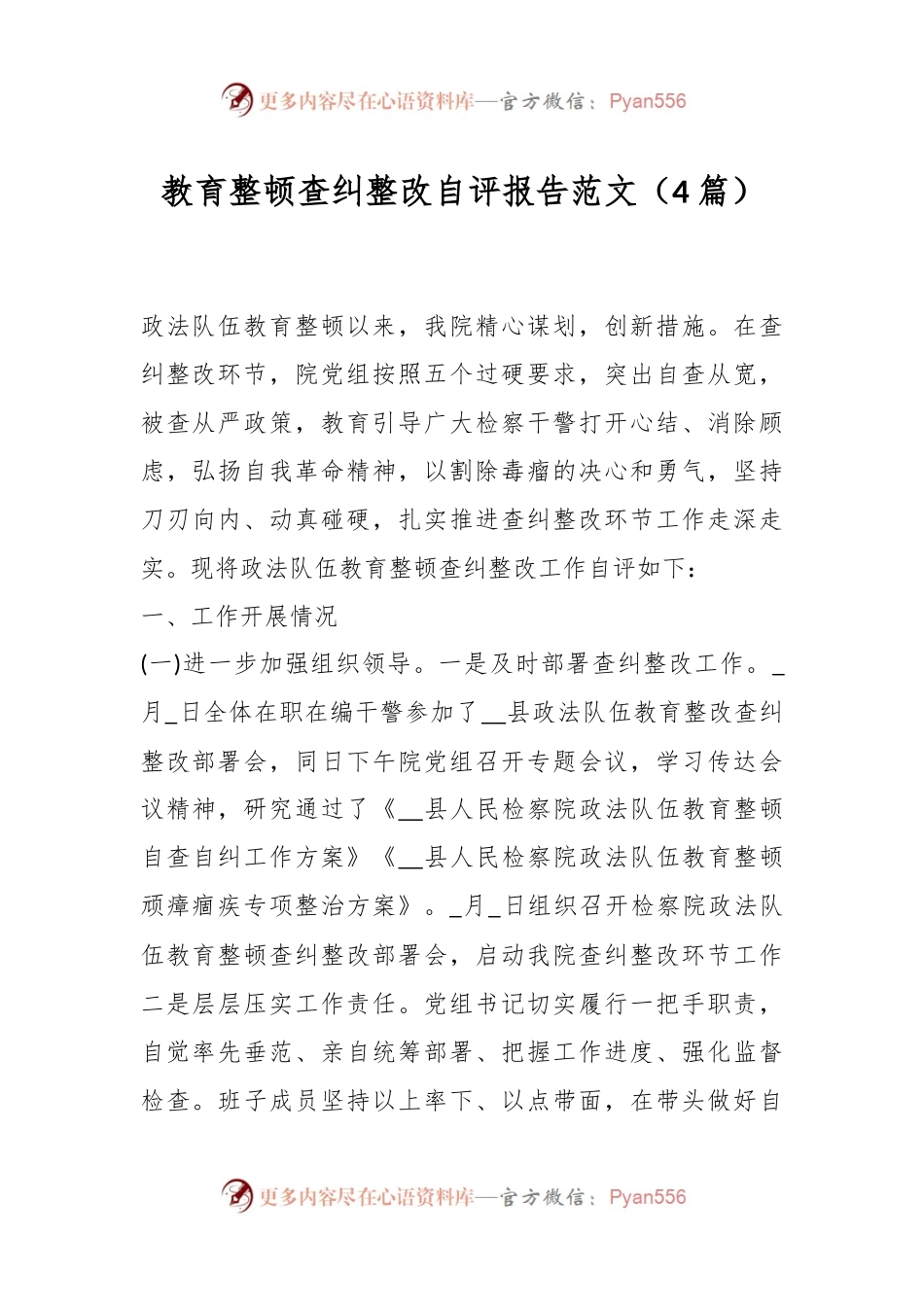 （4篇）教育整顿查纠整改自评报告范文.docx_第1页