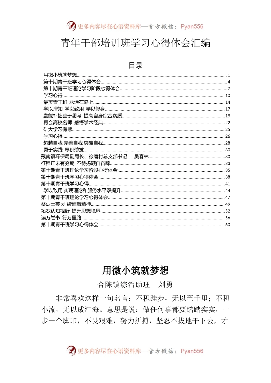 青年干部培训班学习心得体会汇编.docx_第1页