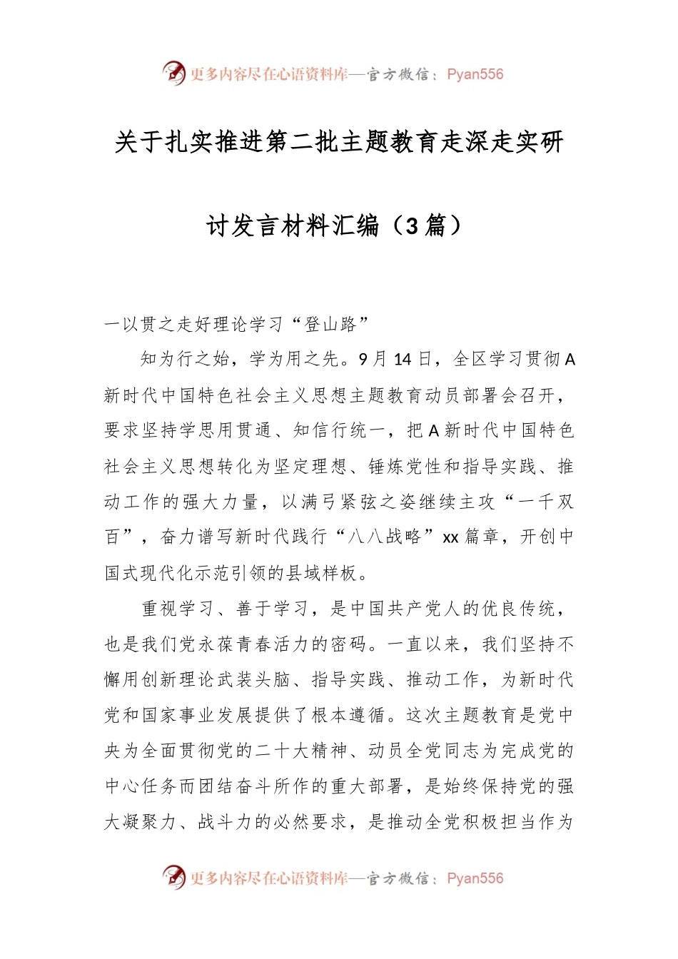 （3篇）关于扎实推进第二批主题教育走深走实研讨发言材料汇编.docx_第1页