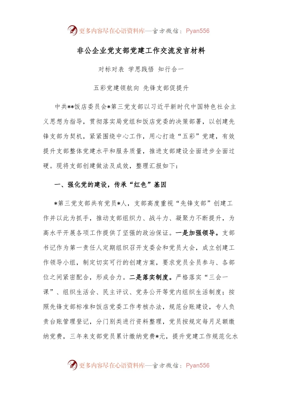 非公企业党支部党建工作交流发言材料.docx_第1页