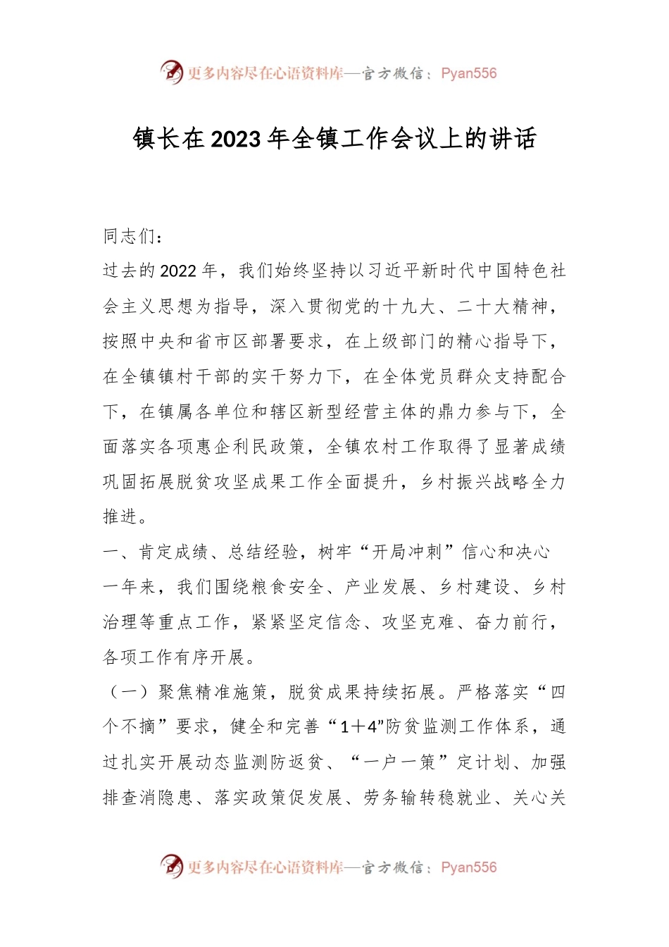 镇长在2023年全镇工作会议上的讲话.docx_第1页