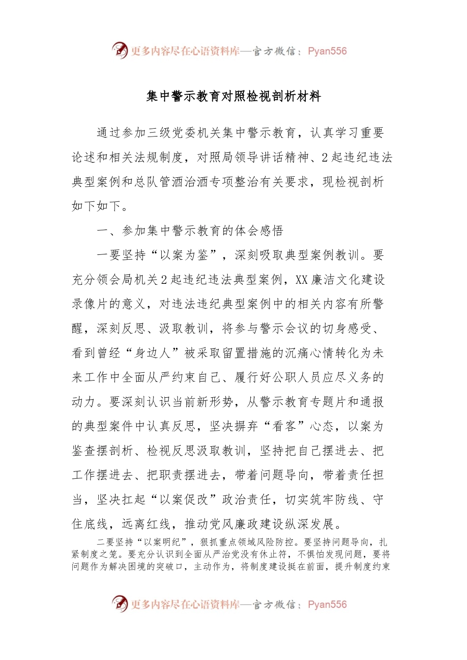 集中警示教育对照检视剖析材料 (3).docx_第1页