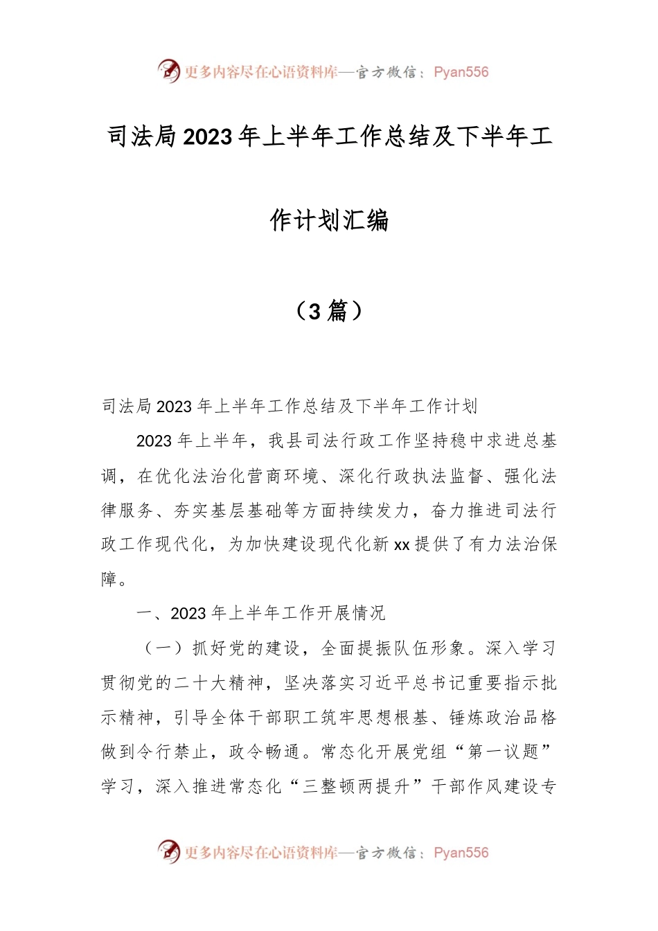 （3篇）司法局2023年上半年工作总结及下半年工作计划汇编.docx_第1页