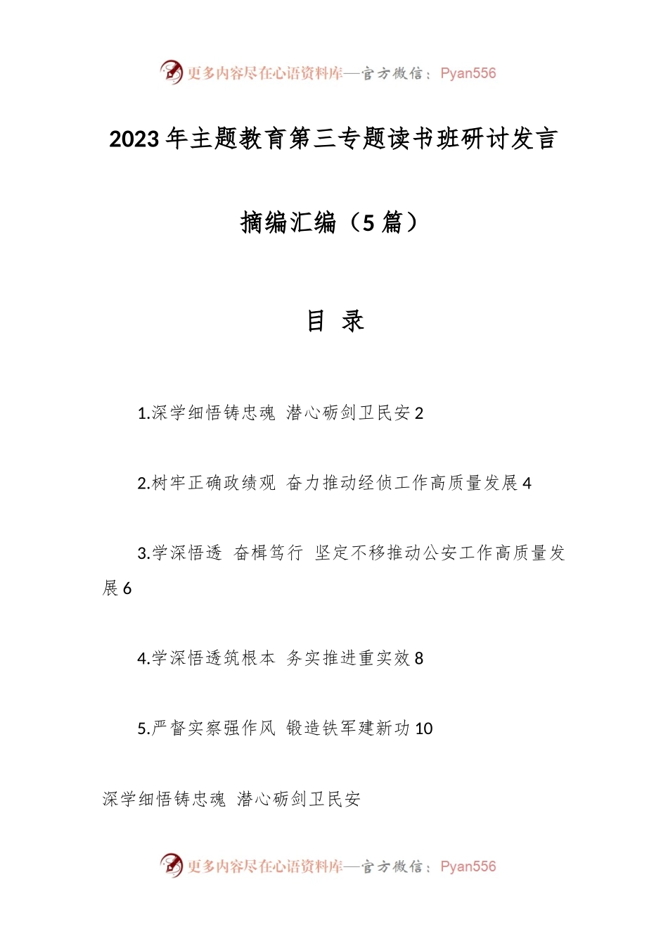 （5篇）2023年主题教育第三专题读书班研讨发言摘编汇编.docx_第1页
