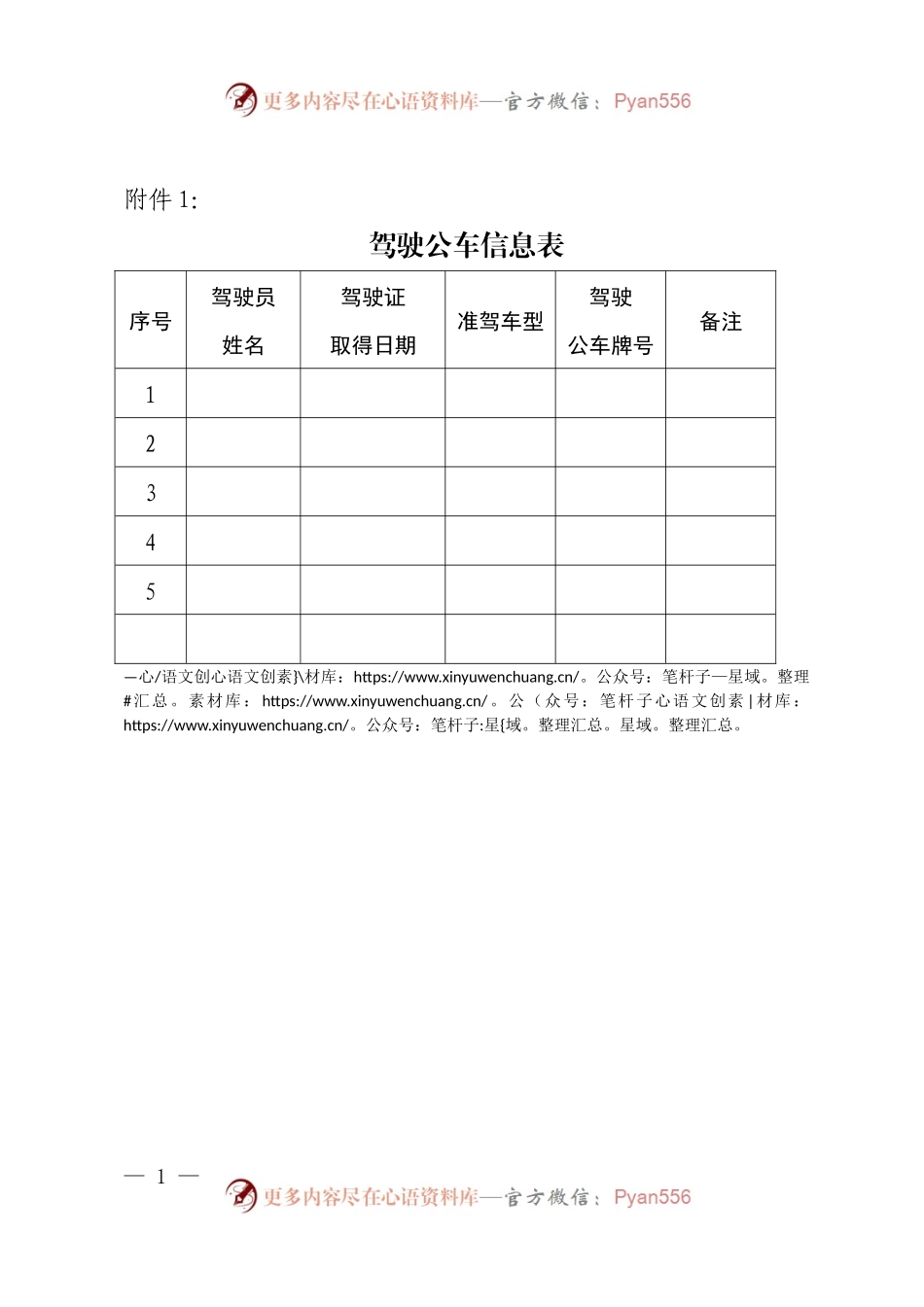 驾驶公车信息表.docx_第1页