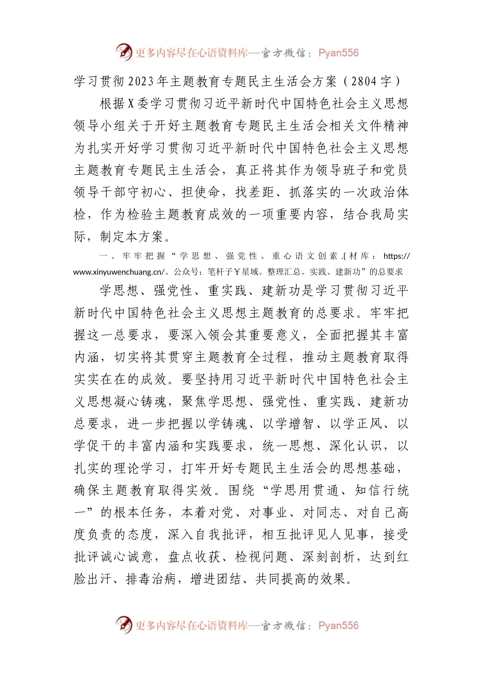 （会前）2023年主题教育专题民主生活会方案.docx_第1页