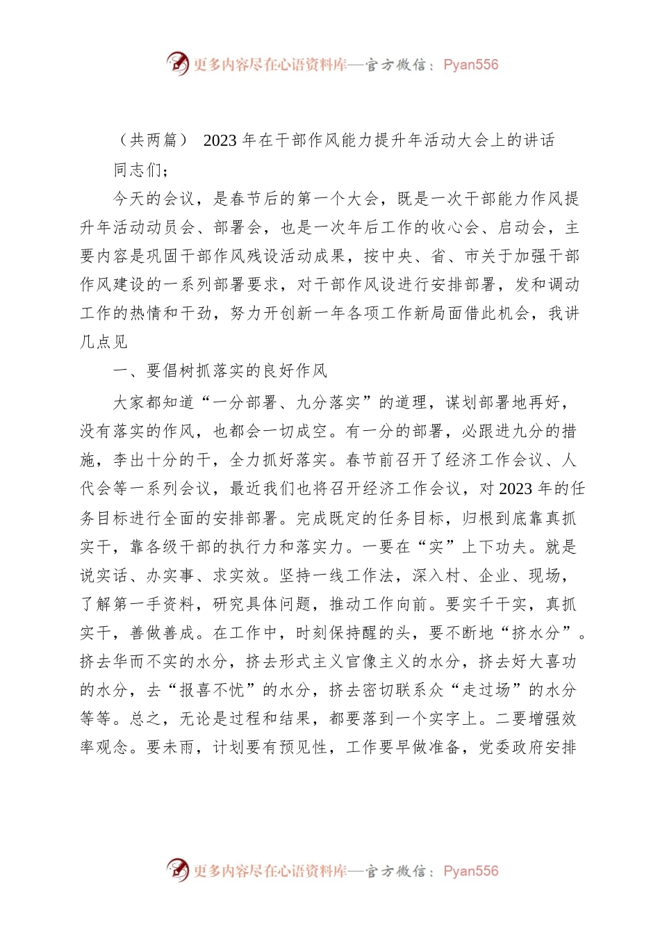 （共两篇）  2023年在干部作风能力提升年活动大会上的讲话.docx_第1页