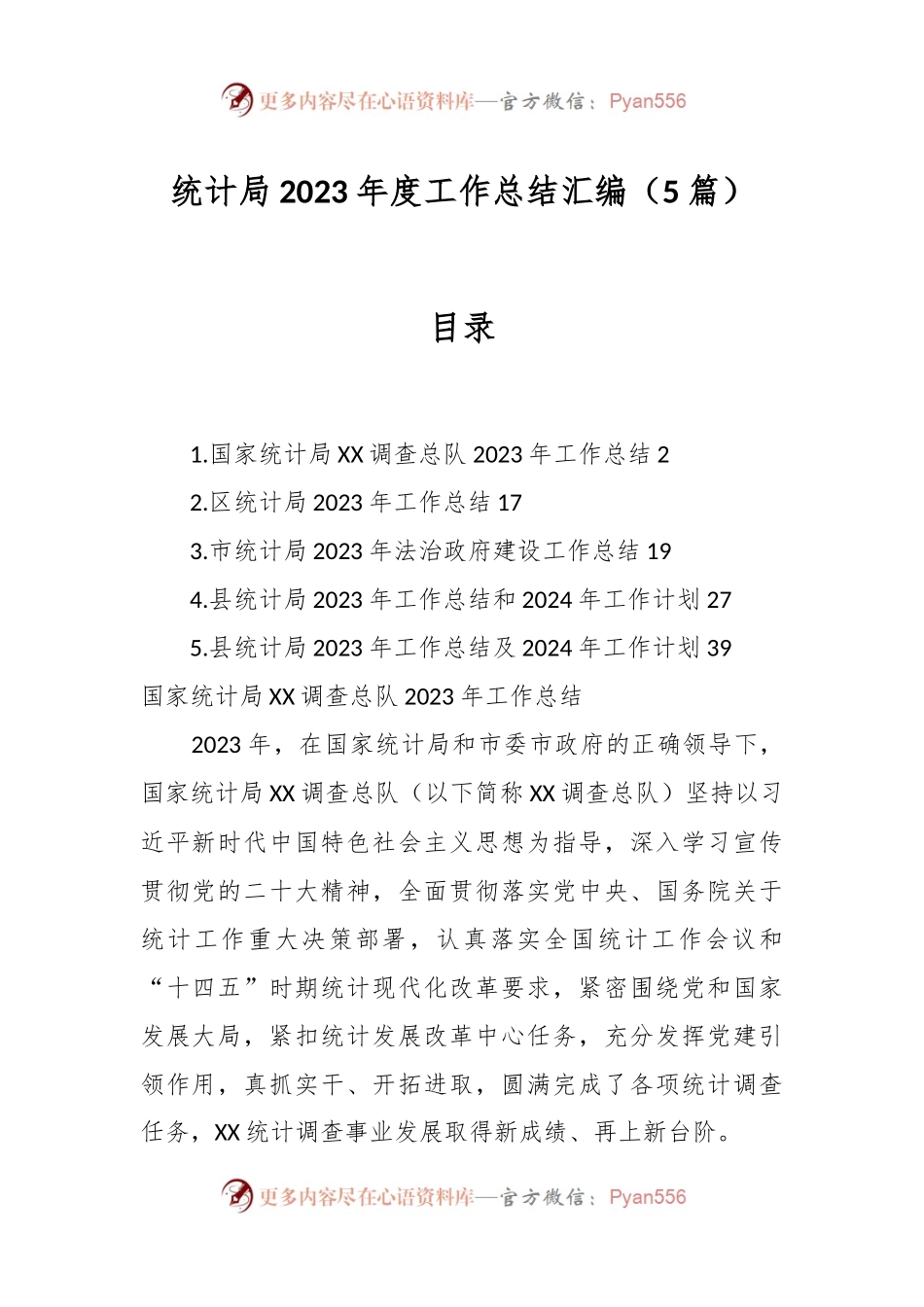 （5篇）统计局2023年度工作总结汇编.docx_第1页