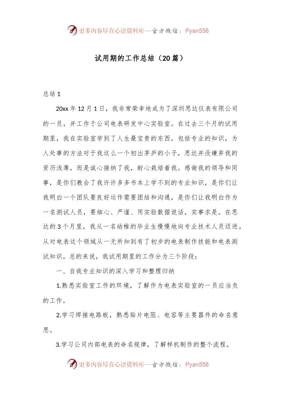（20篇）试用期的工作总结.docx_第1页