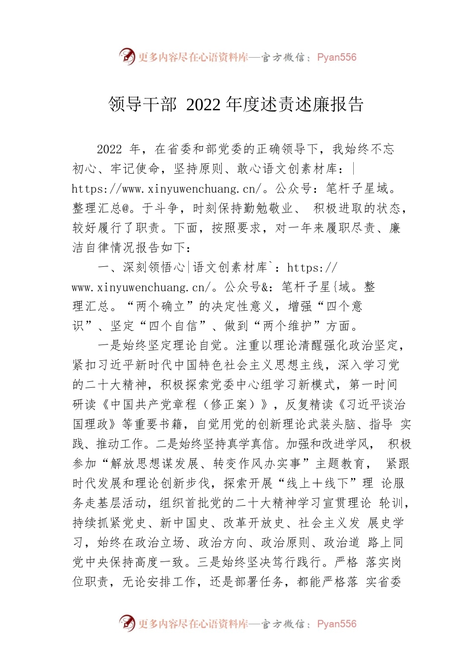 领导干部2022年度述责述廉报告.docx_第1页