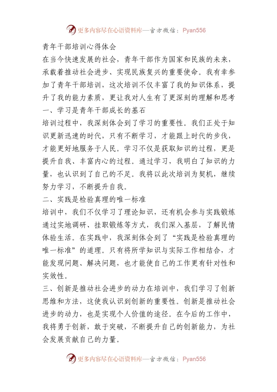 青年干部培训心得体会.docx_第1页