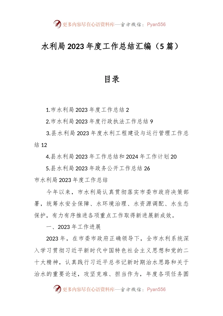 （5篇）水利局2023年度工作总结汇编.docx_第1页