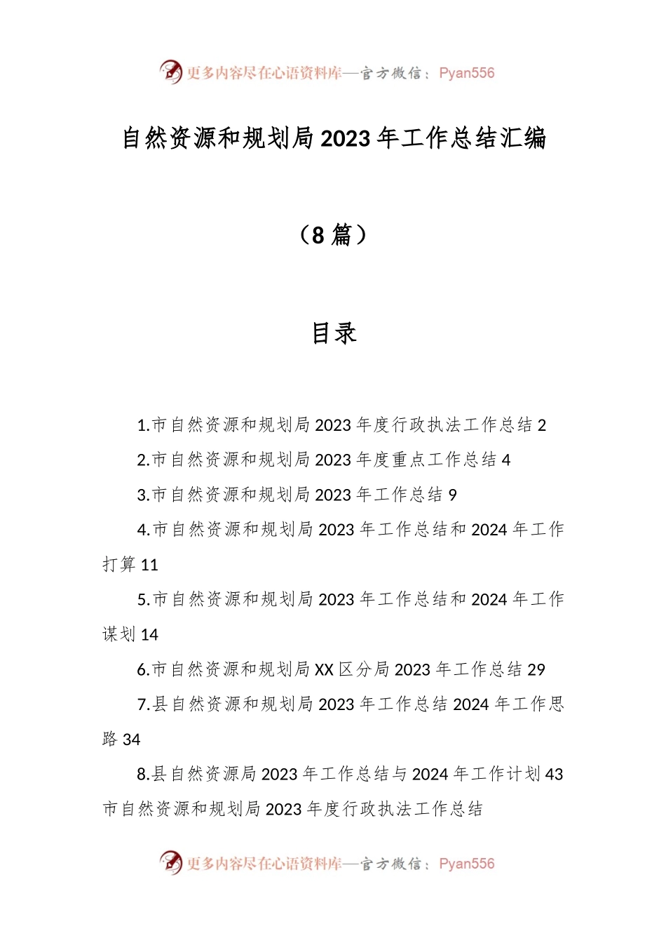 （8篇）自然资源和规划局2023年工作总结汇编.docx_第1页