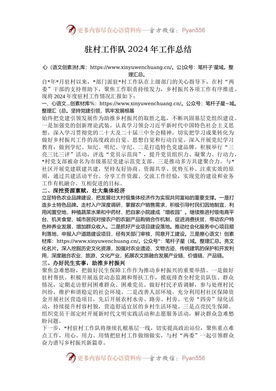 驻村工作队2024年工作总结.docx_第1页