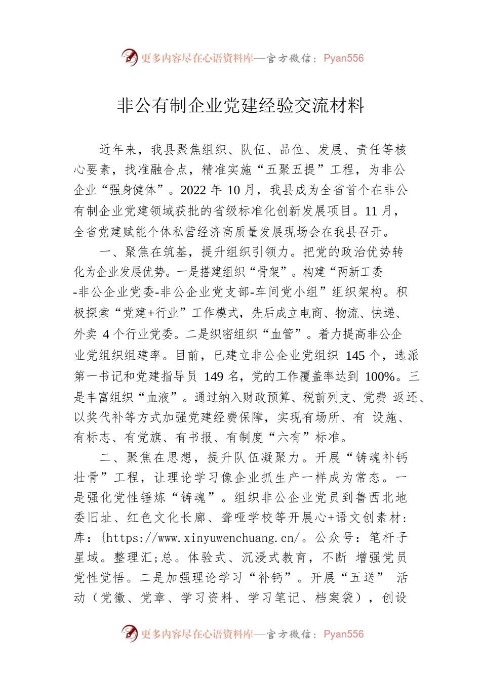 非公有制企业党建经验交流材料.docx_第1页