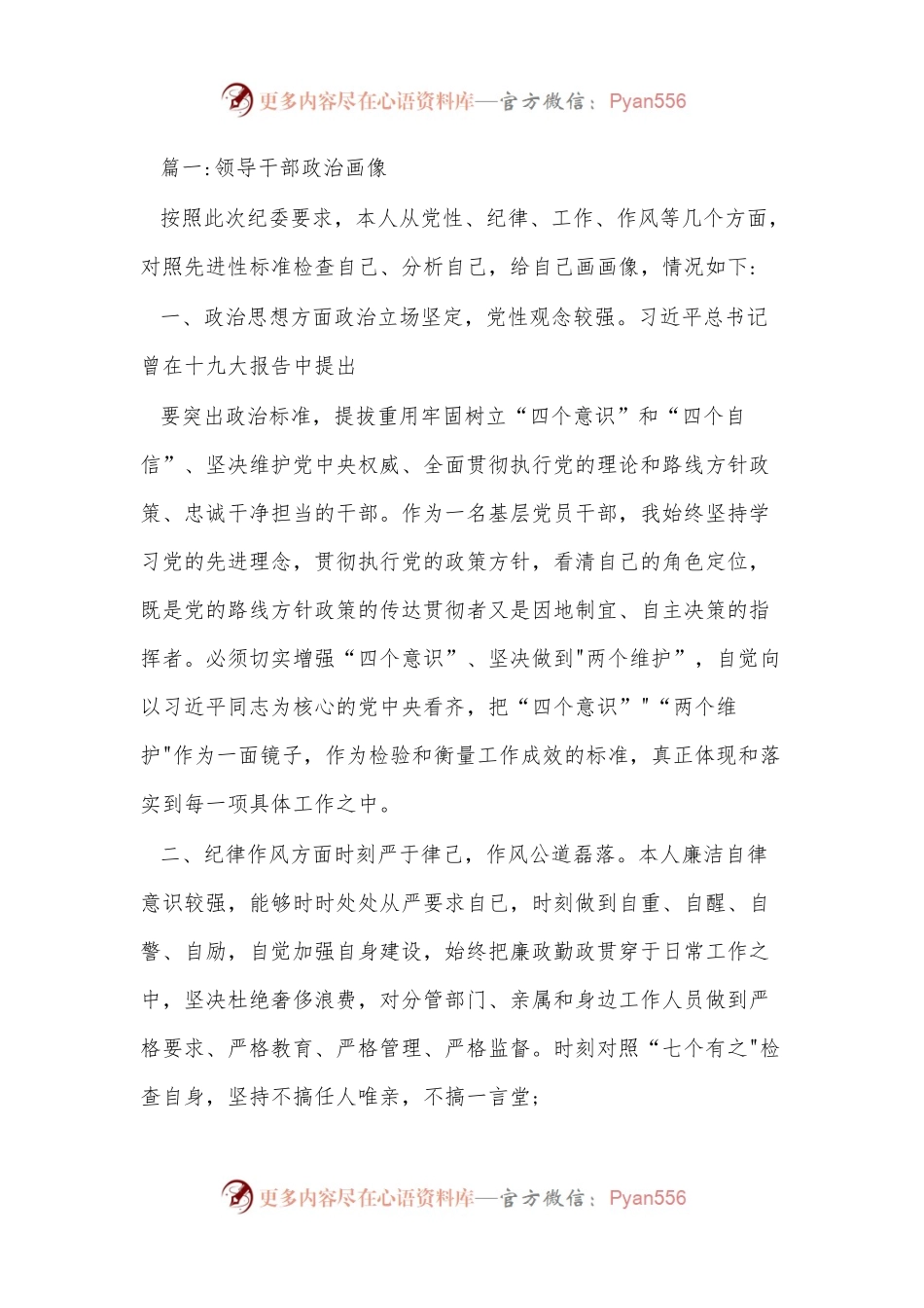 （9篇）领导干部政治自画像.docx_第1页